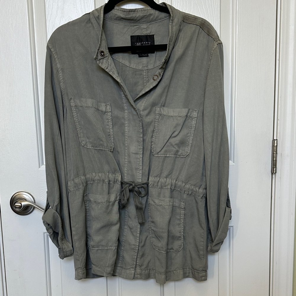 Sanctuary utility lightweight jacket anorak light army green women’s size Large